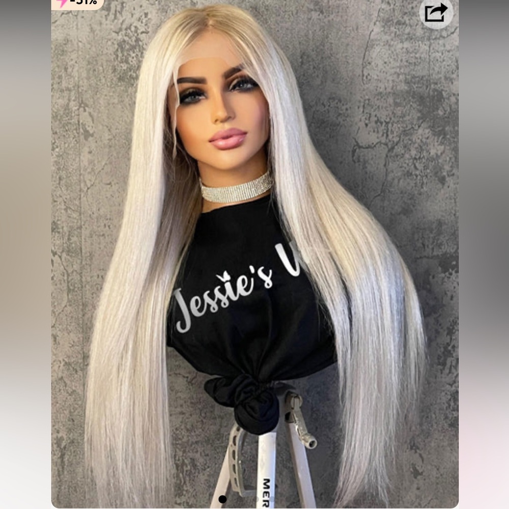 Platinum Blonde Lace Front Human Hair Wig 24”